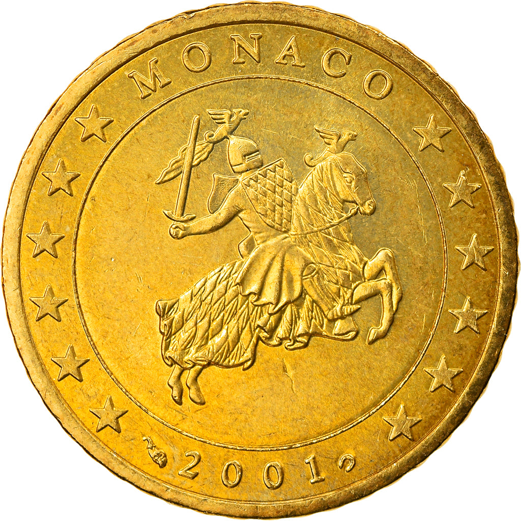 Monaco, 50 Euro Cent, 2001, SPL, Ottone, KM:172