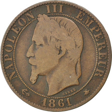 Second Empire, 5 Centimes Napoléon III tête laurée 1861 A, KM 797.1