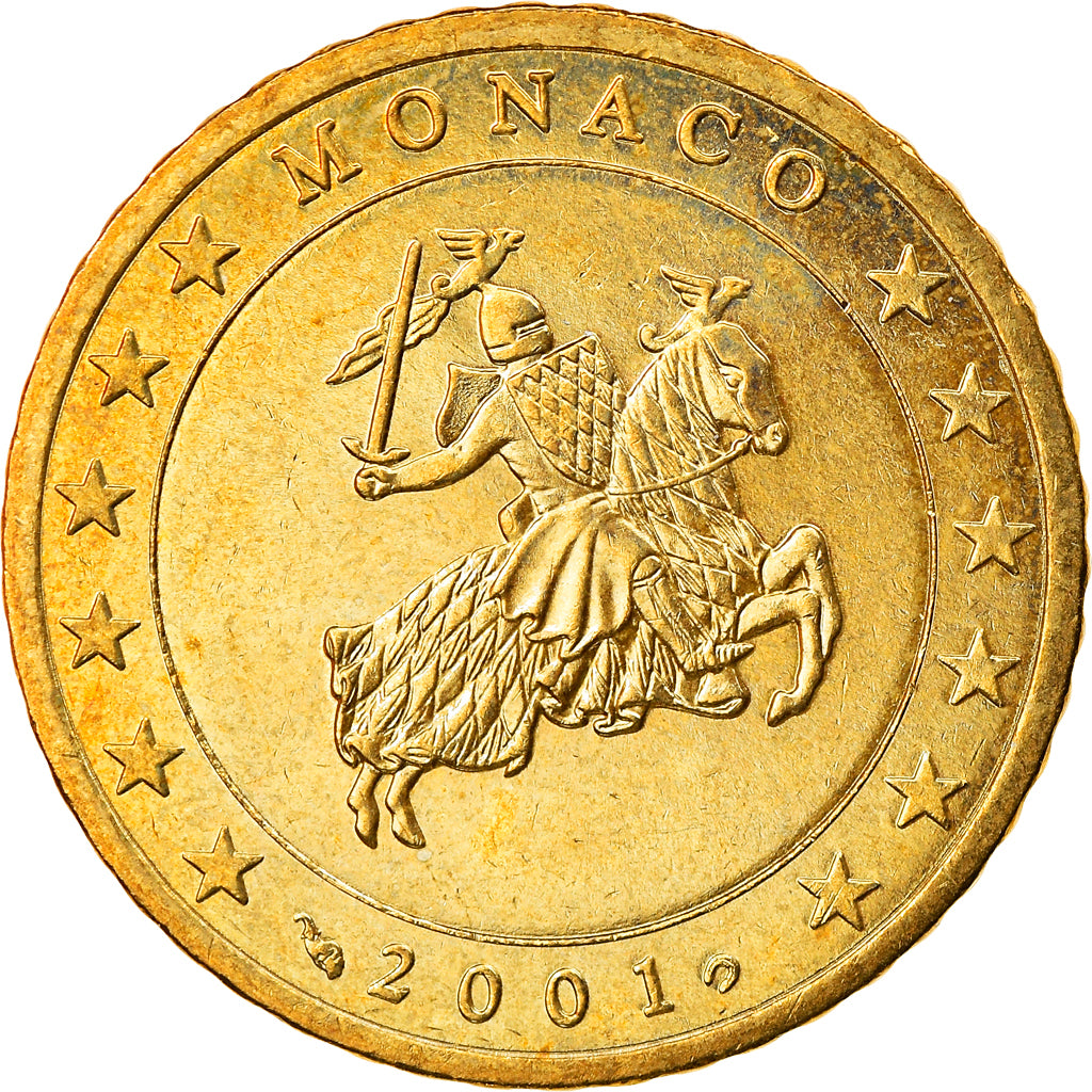 Monaco, 50 Euro Cent, 2001, MS(63), Brass, KM:172