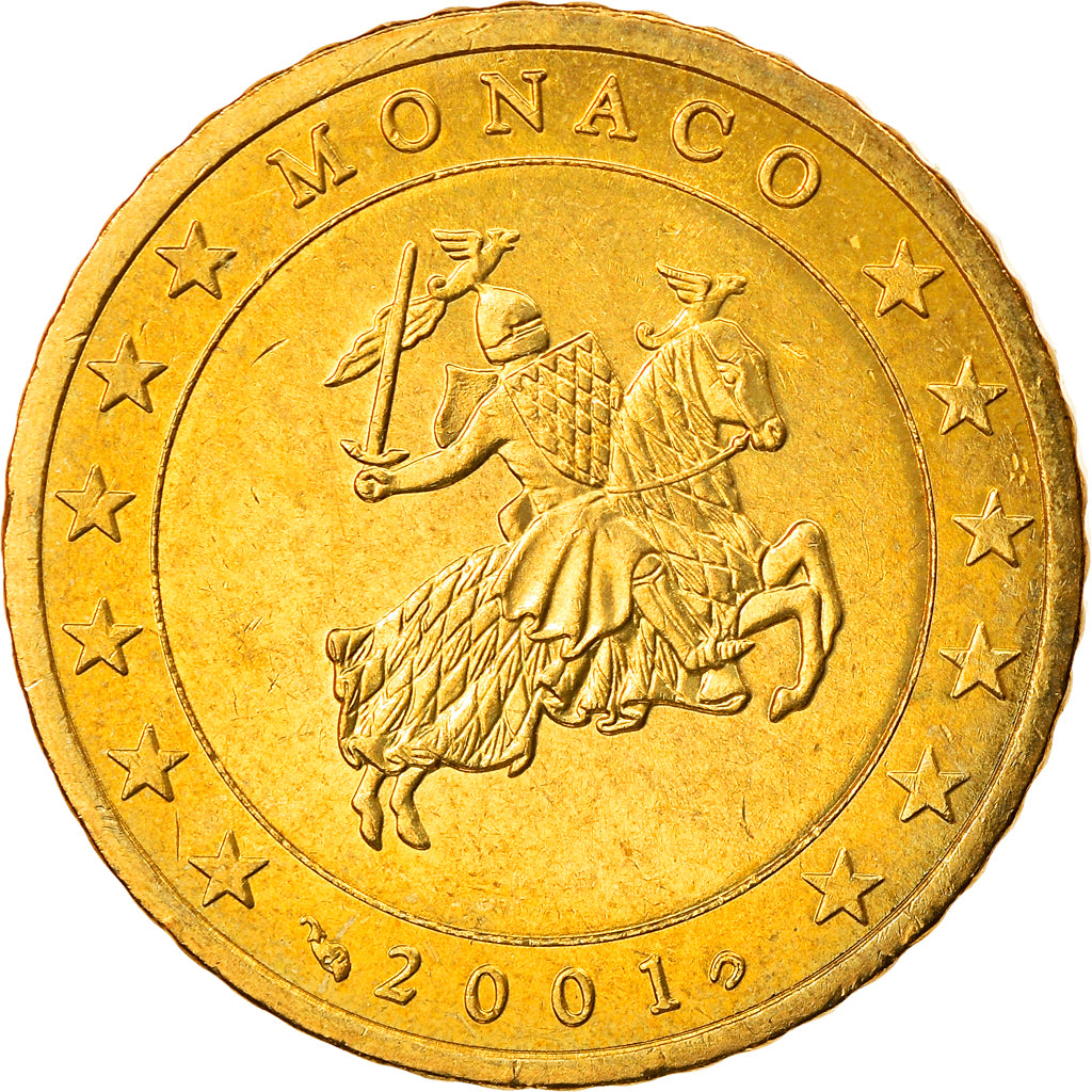 Monaco, 50 Euro Cent, 2001, MS(63), Brass, KM:172