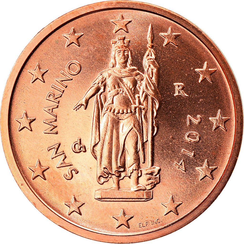 San Marino, 2 Euro Cent, 2014, MS(65-70), Copper Plated Steel
