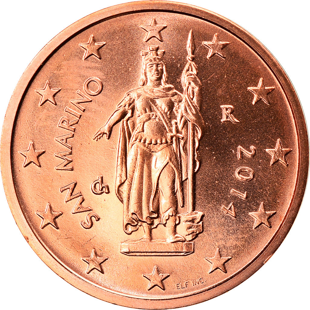 San Marino, 2 Euro Cent, 2014, MS(65-70), Copper Plated Steel