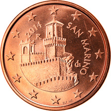 San Marino, 5 Euro Cent, 2014, MS(65-70), Aço Cromado a Cobre