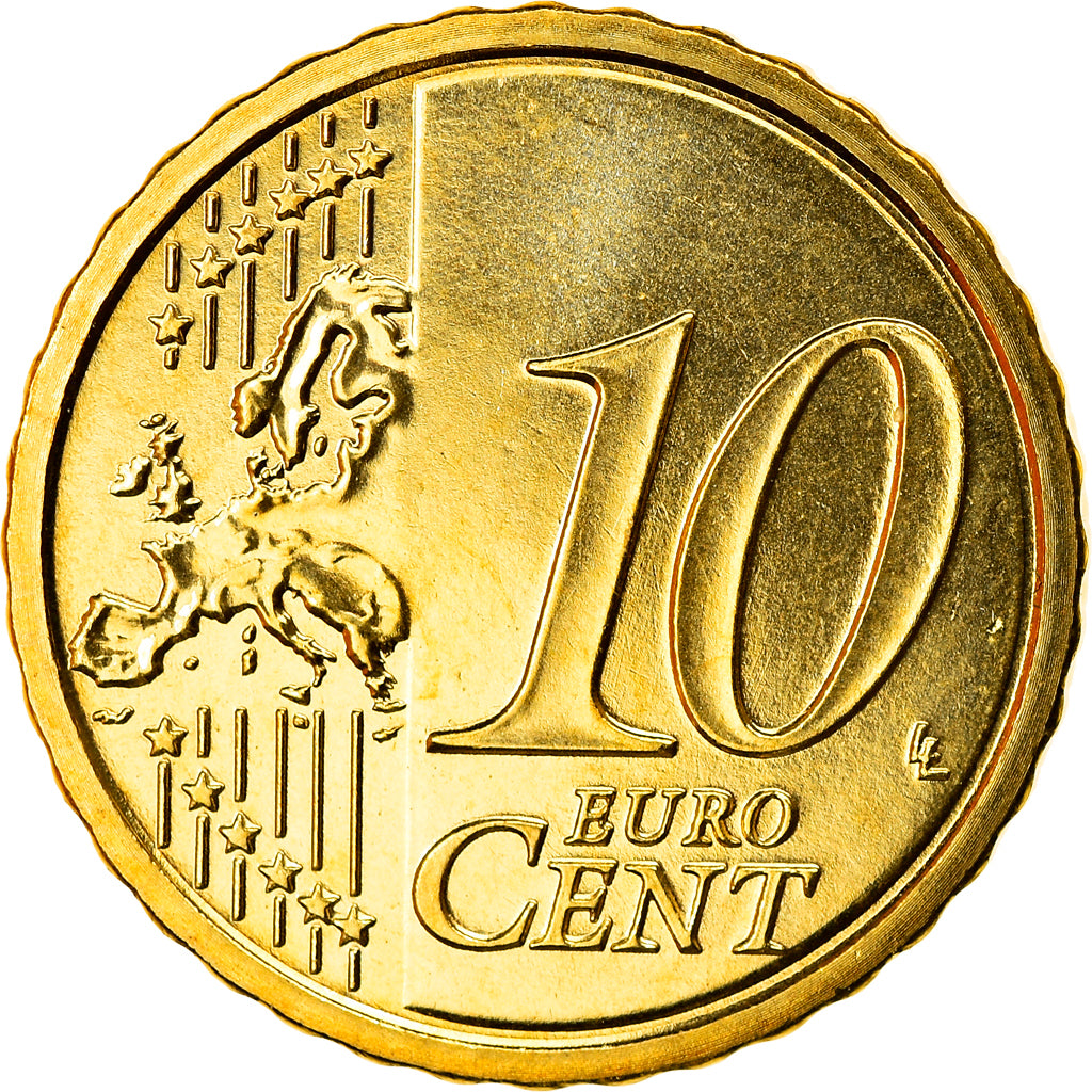 San Marino, 10 Euro Cent, 2014, MS(65-70), Brass