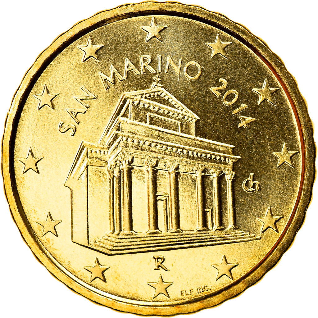 San Marino, 10 Euro Cent, 2014, MS(65-70), Mosiądz