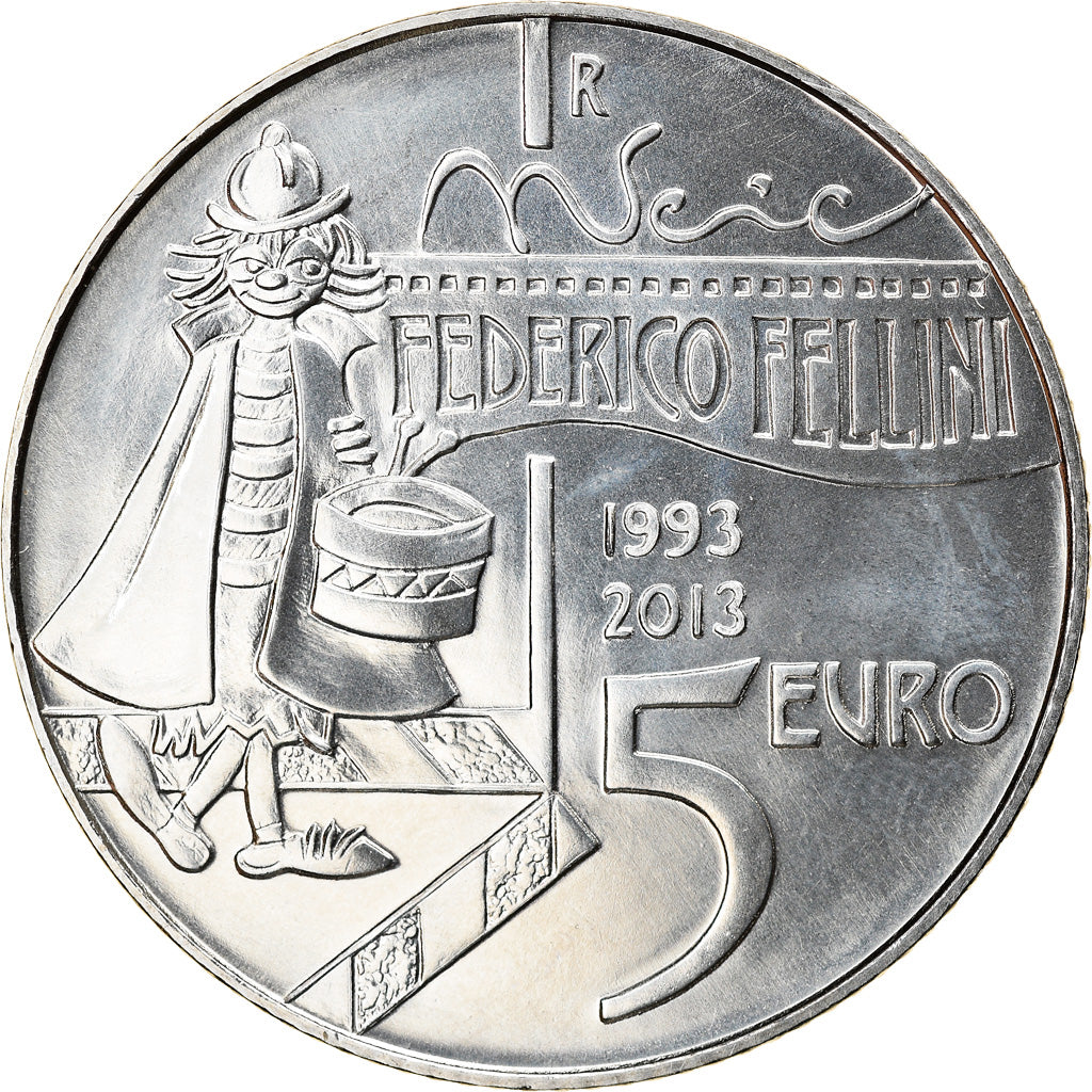San Marino, 5 Euro, Federico Fellini, 2013, MS(65-70), Silver