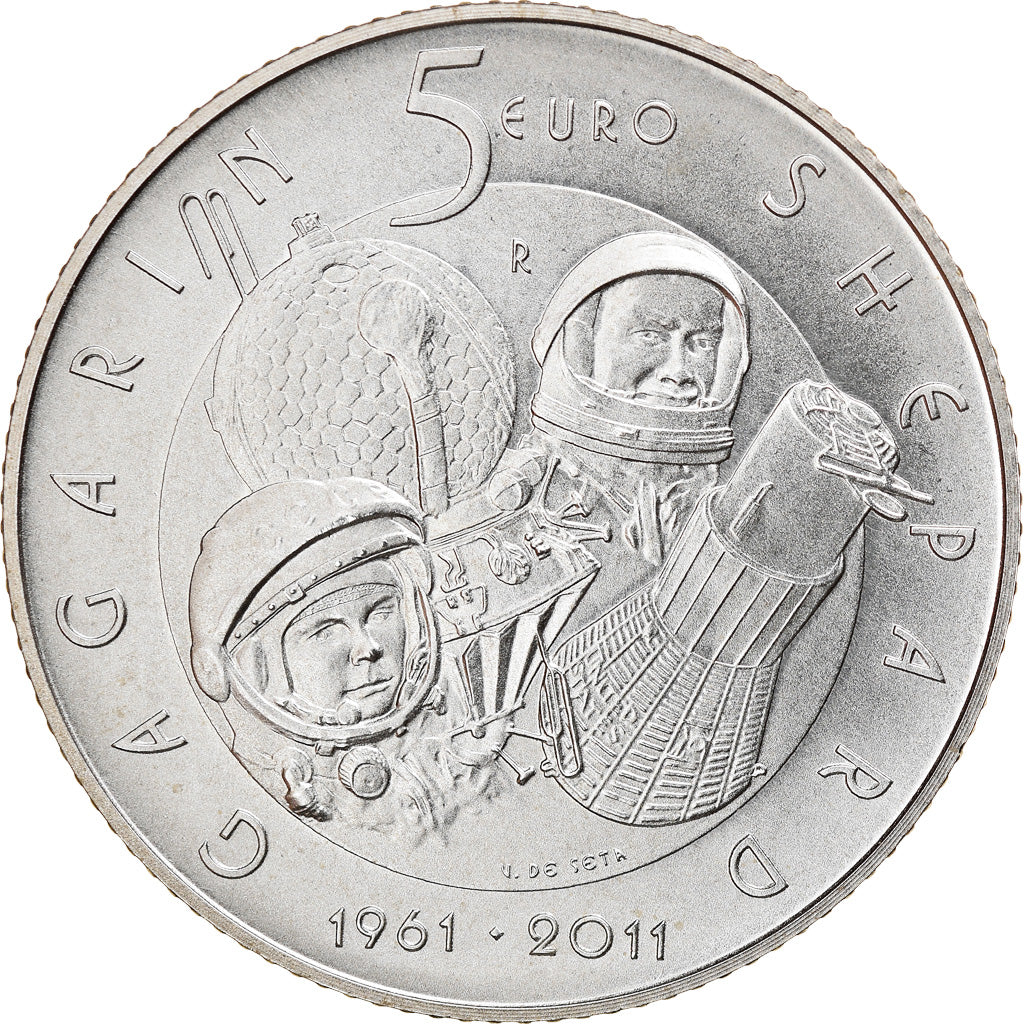 San Marino, 5 Euro, Premier homme dans l'espace, 2011, MS(65-70), Silver, KM:502