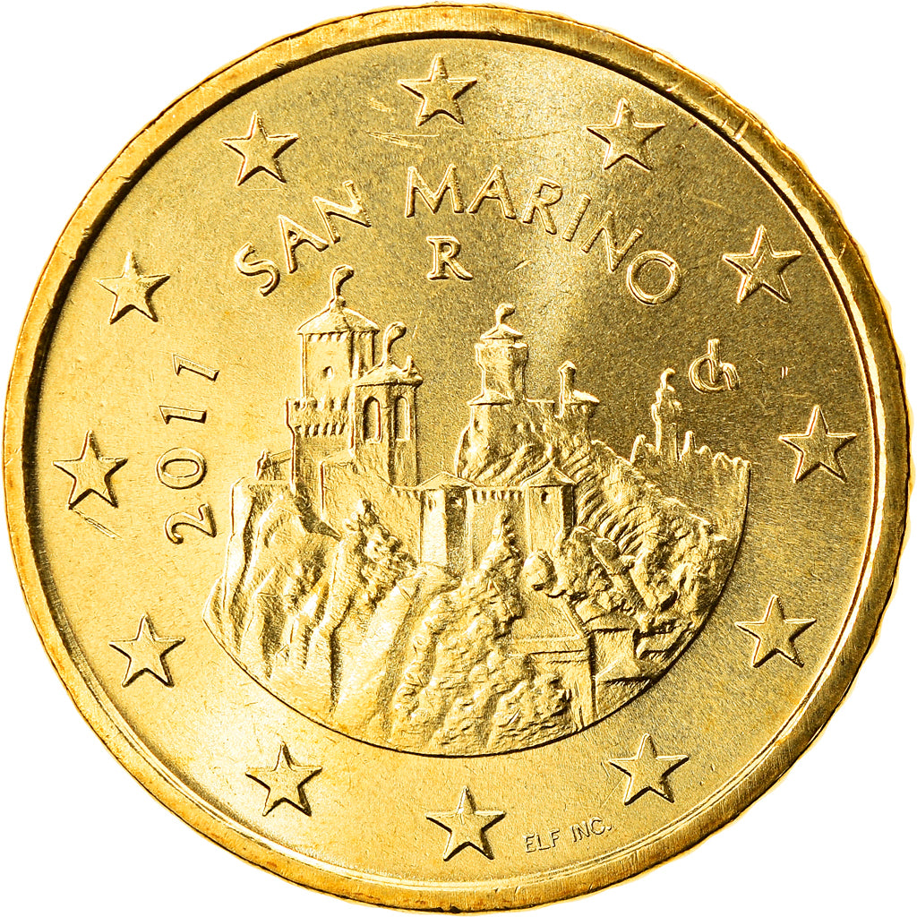 San Marino, 50 Euro Cent, 2011, MS(65-70), Brass, KM:484
