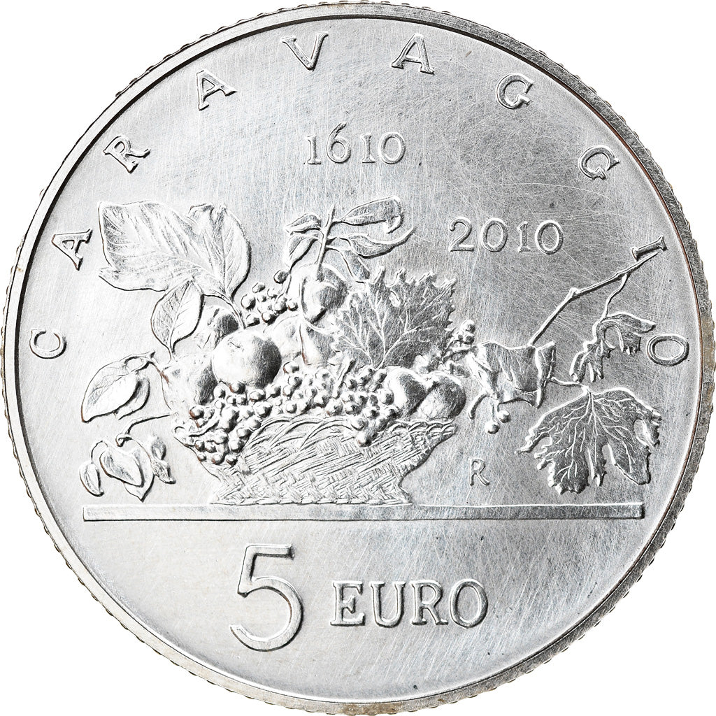 San Marino, 5 Euro, Caravaggio, 2010, Rome, MS(65-70), Silver, KM:496