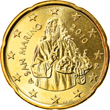 San Marino, 20 Euro Cent, 2010, Rome, MS(65-70), Brass, KM:483