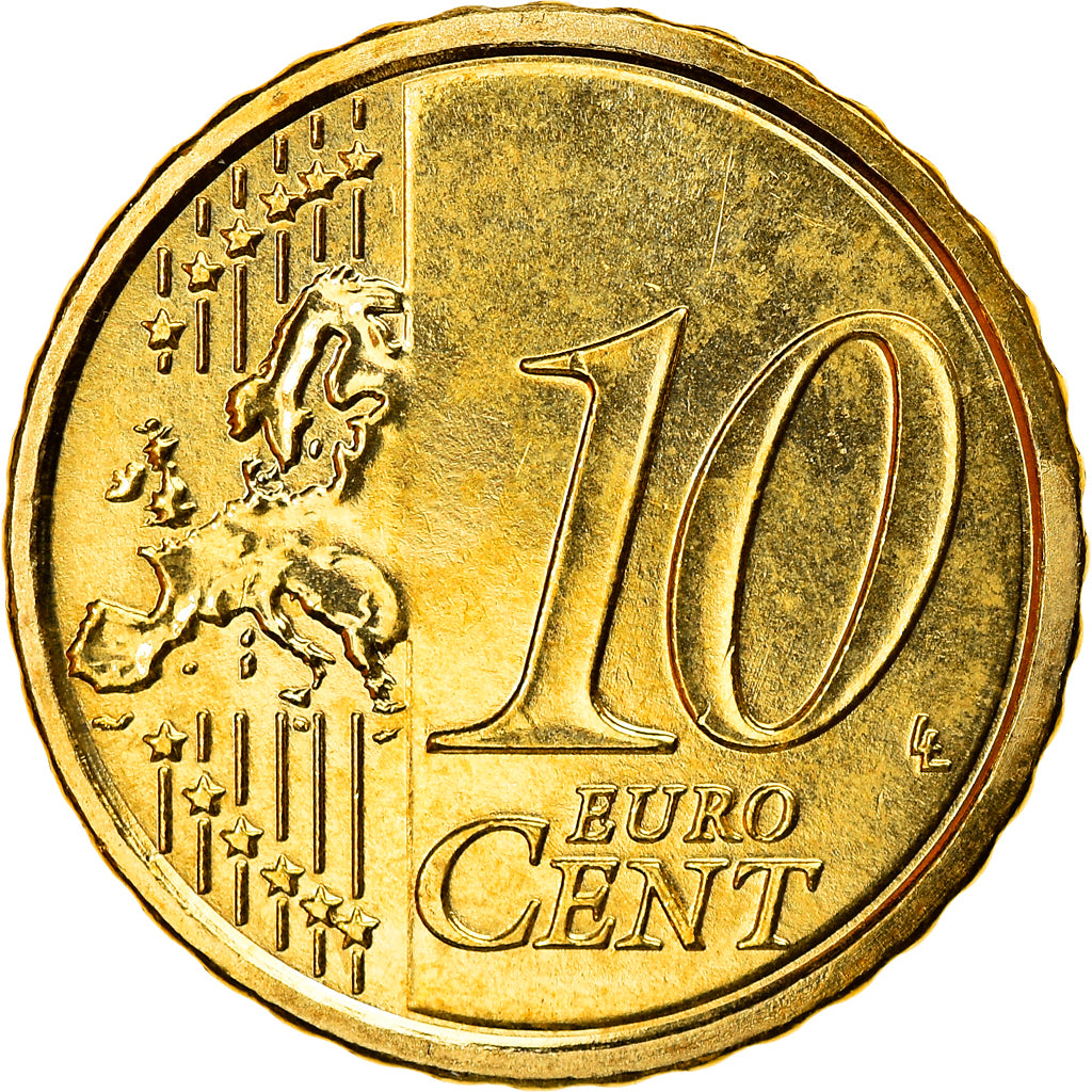 San Marino, 10 Euro Cent, 2010, Rome, MS(65-70), Brass, KM:482