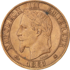 FRANCE, Napoléon III, 5 Centimes, 1865, Paris, KM #797.1, AU(50-53), Bronze, G..