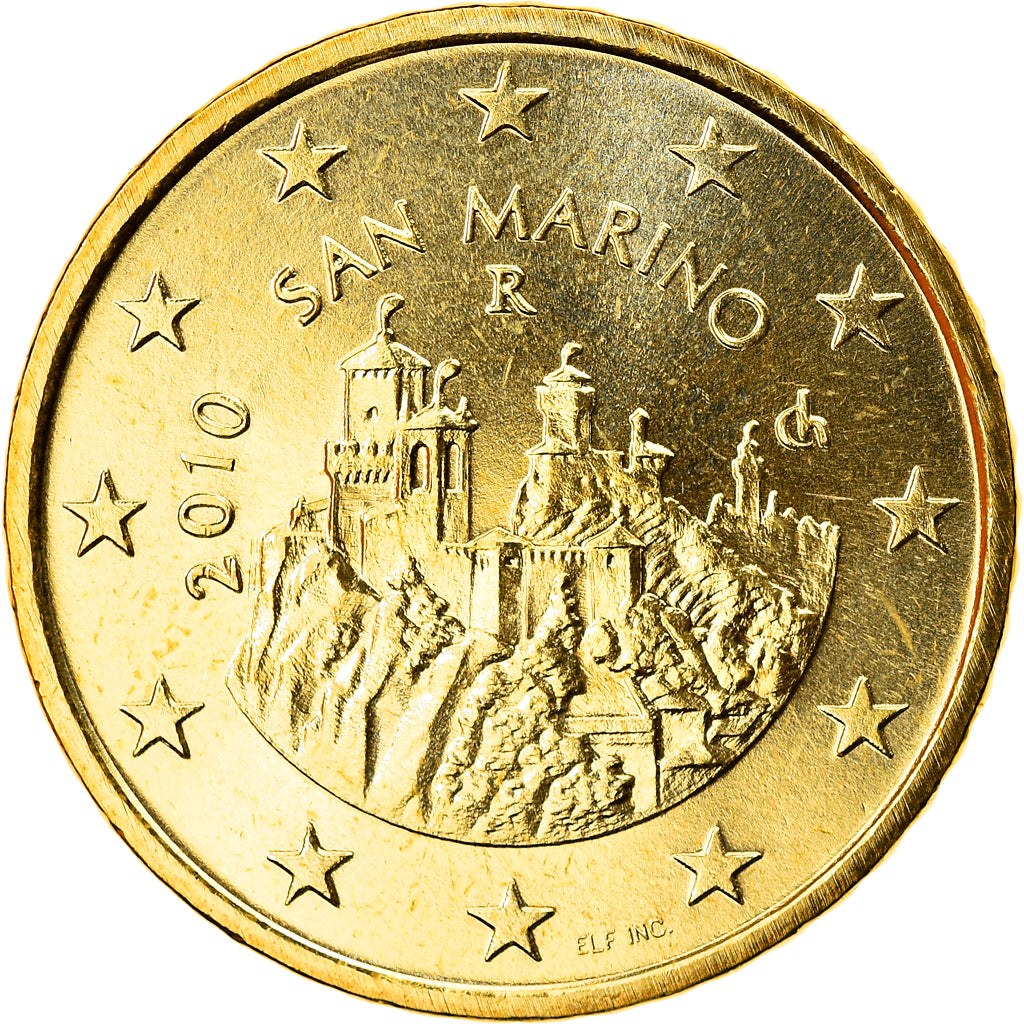 San Marino, 50 Euro Cent, 2010, Rome, MS(65-70), Brass, KM:484