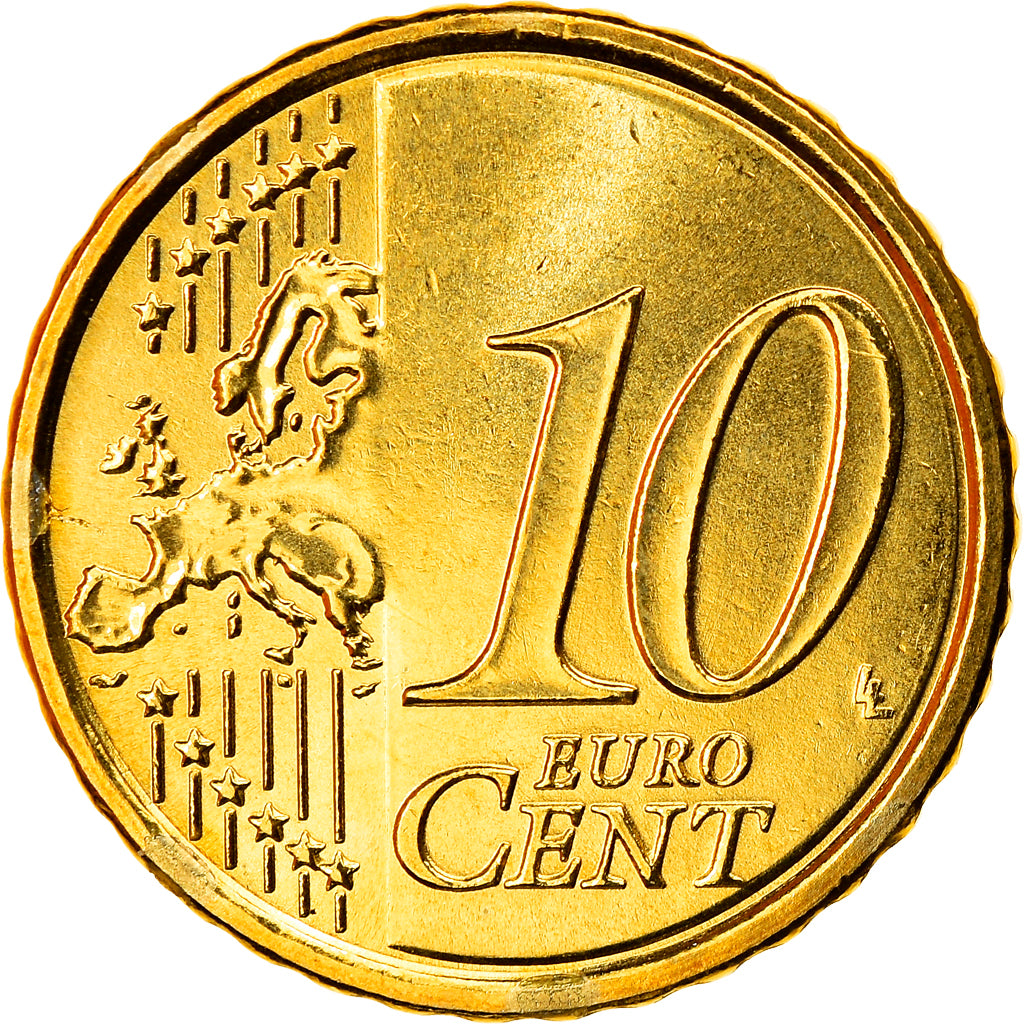 San Marino, 10 Euro Cent, 2009, Rome, MS(65-70), Brass, KM:482
