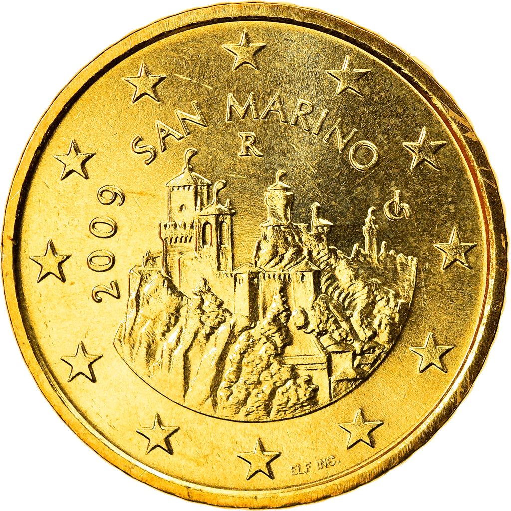 San Marino, 50 Euro Cent, 2009, Rome, MS(65-70), Brass, KM:484