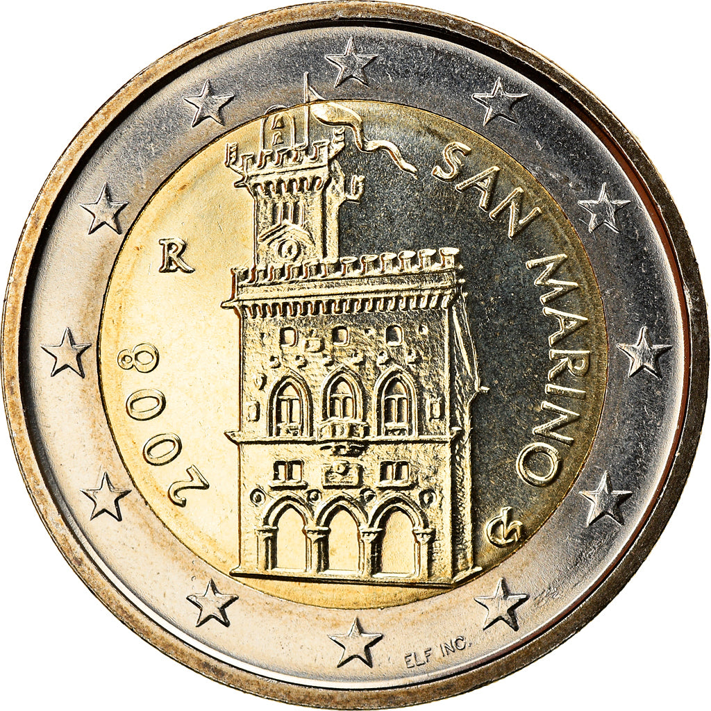 San Marino, 2 Euro, 2008, Rome, MS(65-70), Bi-Metallic, KM:486