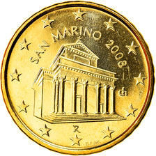 San Marino, 10 Euro Cent, 2008, Rome, MS(65-70), Brass, KM:482