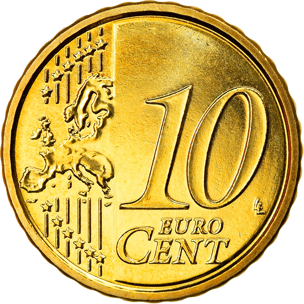 San Marino, 10 Euro Cent, 2008, Rome, MS(65-70), Brass, KM:482