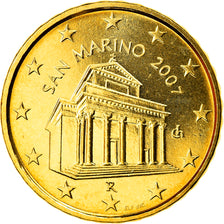 San Marino, 10 Euro Cent, 2007, Rome, MS(65-70), Brass, KM:443