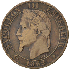 FRANCE, 5 Centimes, 1862, Strasbourg, KM #797.2, VF(20-25), Bronze, Gadoury...