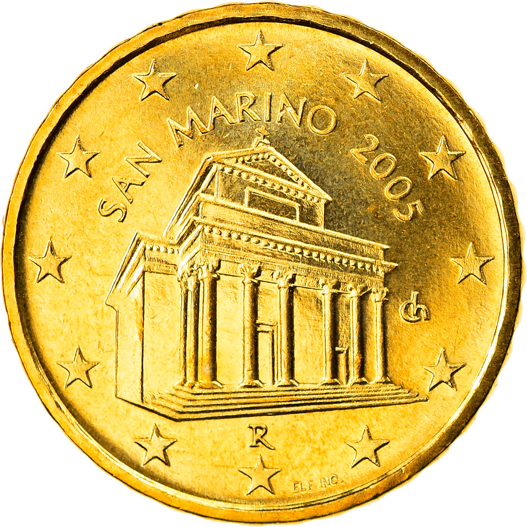 San Marino, 10 Euro Cent, 2005, Rome, MS(65-70), Brass, KM:443