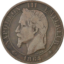 FRANCE, Napoléon III, 5 Centimes, 1864, Strasbourg, KM #797.2, VF(20-25), Bronze