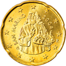 San Marino, 20 Euro Cent, 2004, Rome, MS(65-70), Brass, KM:444