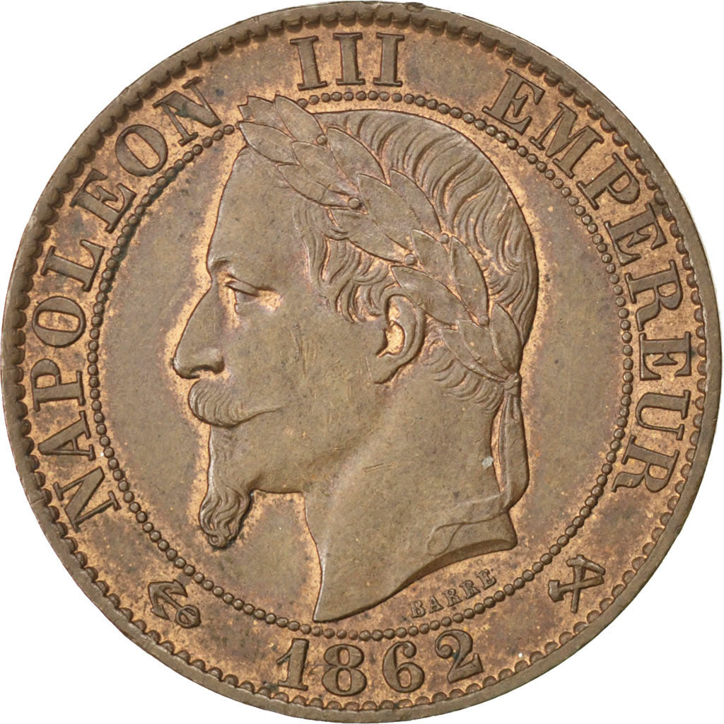 FRANCE, Napoléon III, 5 Centimes, 1862, Bordeaux, KM #797.3, AU(55-58), Bronze, 