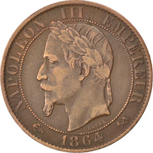FRANCE, Napoléon III, 5 Centimes, 1864, Bordeaux, KM #797.3, VF(30-35), Bronze,