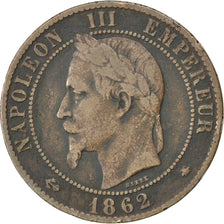 FRANCE, Napoléon III, 10 Centimes, 1862, Paris, KM #798.1, VF(20-25), Bronze, G.