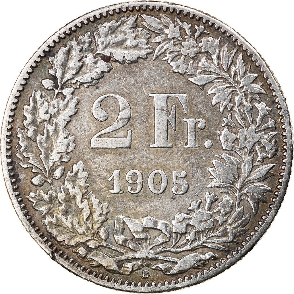 Coin, Switzerland, 2 Francs, 1905, Bern, EF(40-45), Silver, KM:21