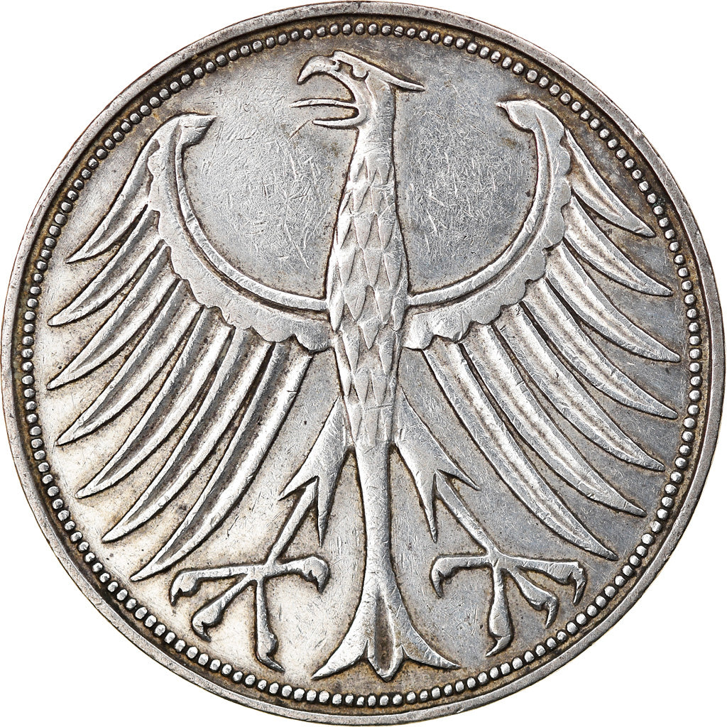 Coin, GERMANY - FEDERAL REPUBLIC, 5 Mark, 1951, Munich, EF(40-45), Silver