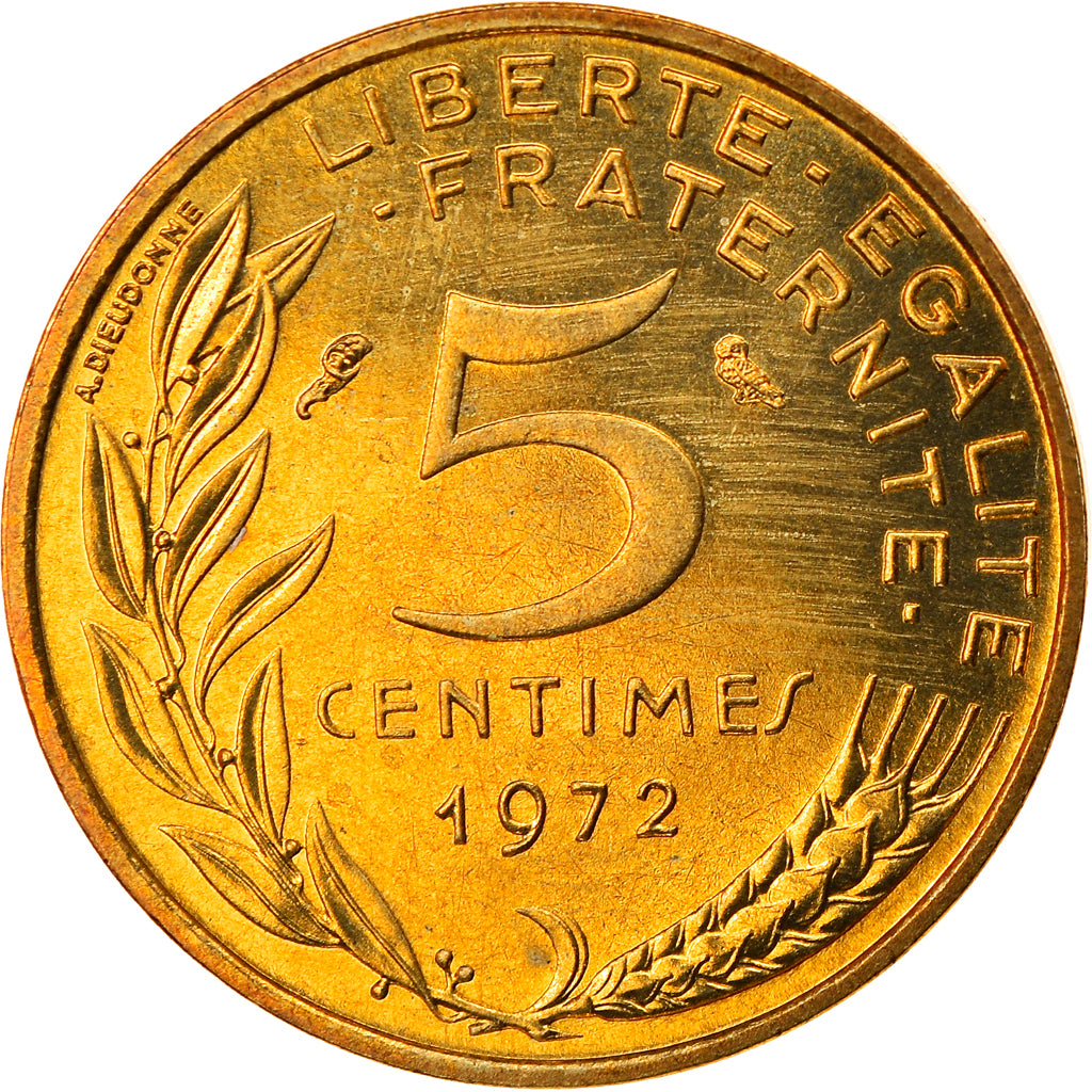 Coin, France, Marianne, 5 Centimes, 1972, Paris, MS(65-70), Aluminum-Bronze