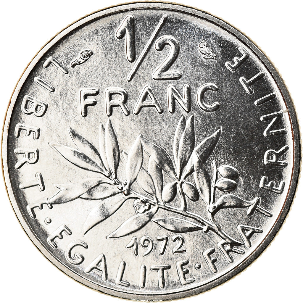 Moneta, Francja, Semeuse, 1/2 Franc, 1972, Paris, MS(65-70), Nikiel, KM:931.1