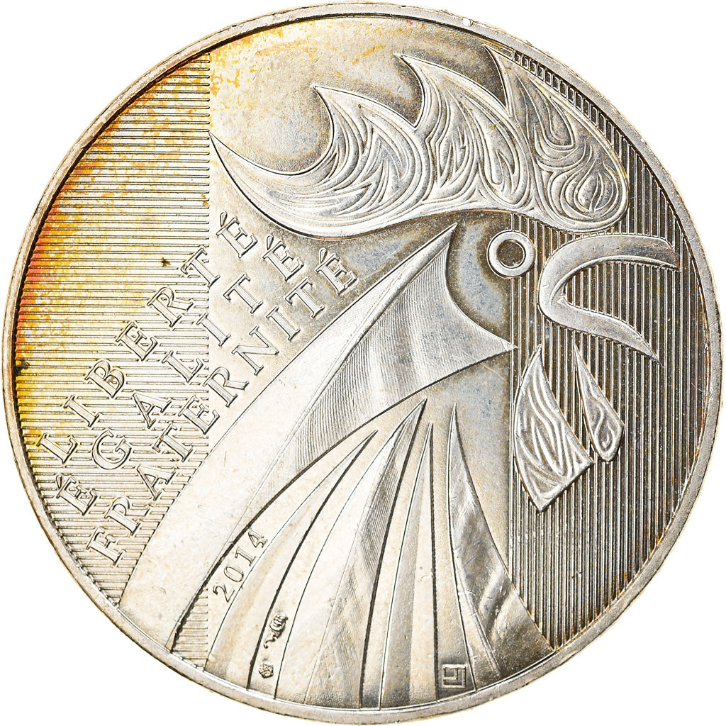 France, 10 Euro, 2014, Coq, AU(55-58), Silver, Gadoury:EU656