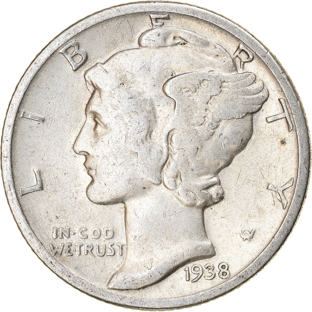 Moneta, Stati Uniti, Mercury Dime, Dime, 1938, U.S. Mint, Philadelphia, BB+
