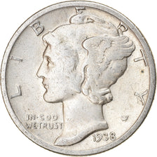 Moneta, Stati Uniti, Mercury Dime, Dime, 1938, U.S. Mint, Philadelphia, BB+