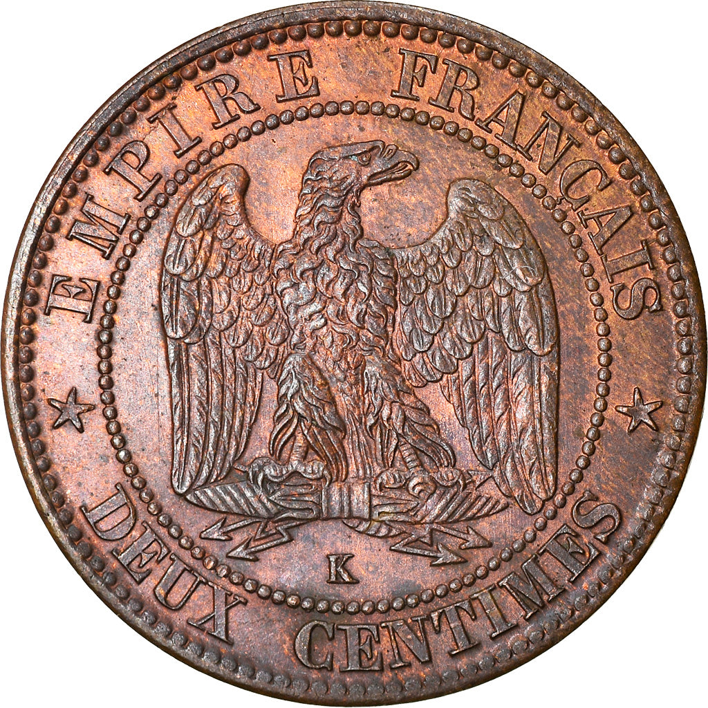Munten, Frankrijk, Napoleon III, 2 Centimes, 1862, Bordeaux, PR, Bronze