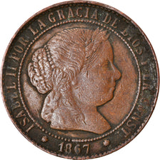 Coin, Spain, Isabel II, 2-1/2 Centimos, 1867, VF(20-25), Copper, KM:634.1