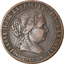 Coin, Spain, Isabel II, 2-1/2 Centimos, 1868, EF(40-45), Copper, KM:634.1