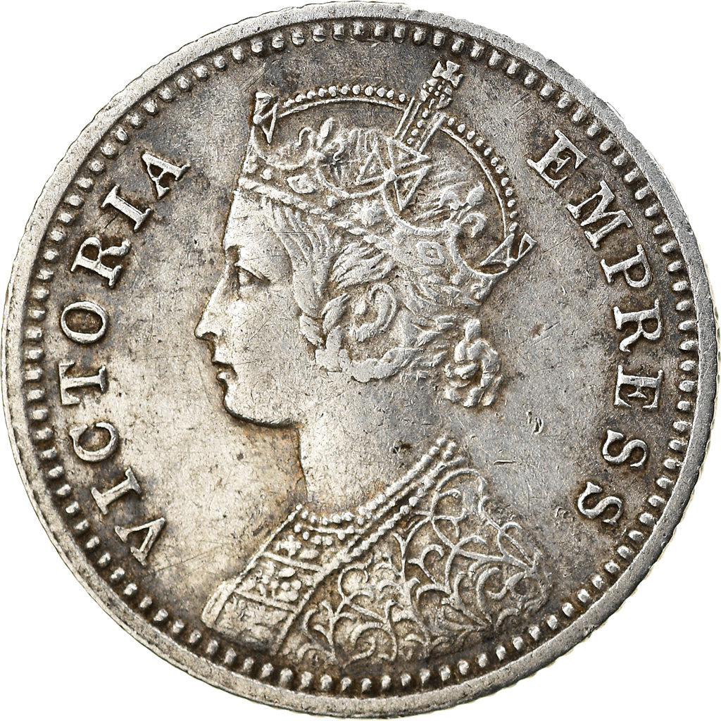 Coin, INDIA-BRITISH, Victoria, 1/4 Rupee, 1879, EF(40-45), Silver, KM:490