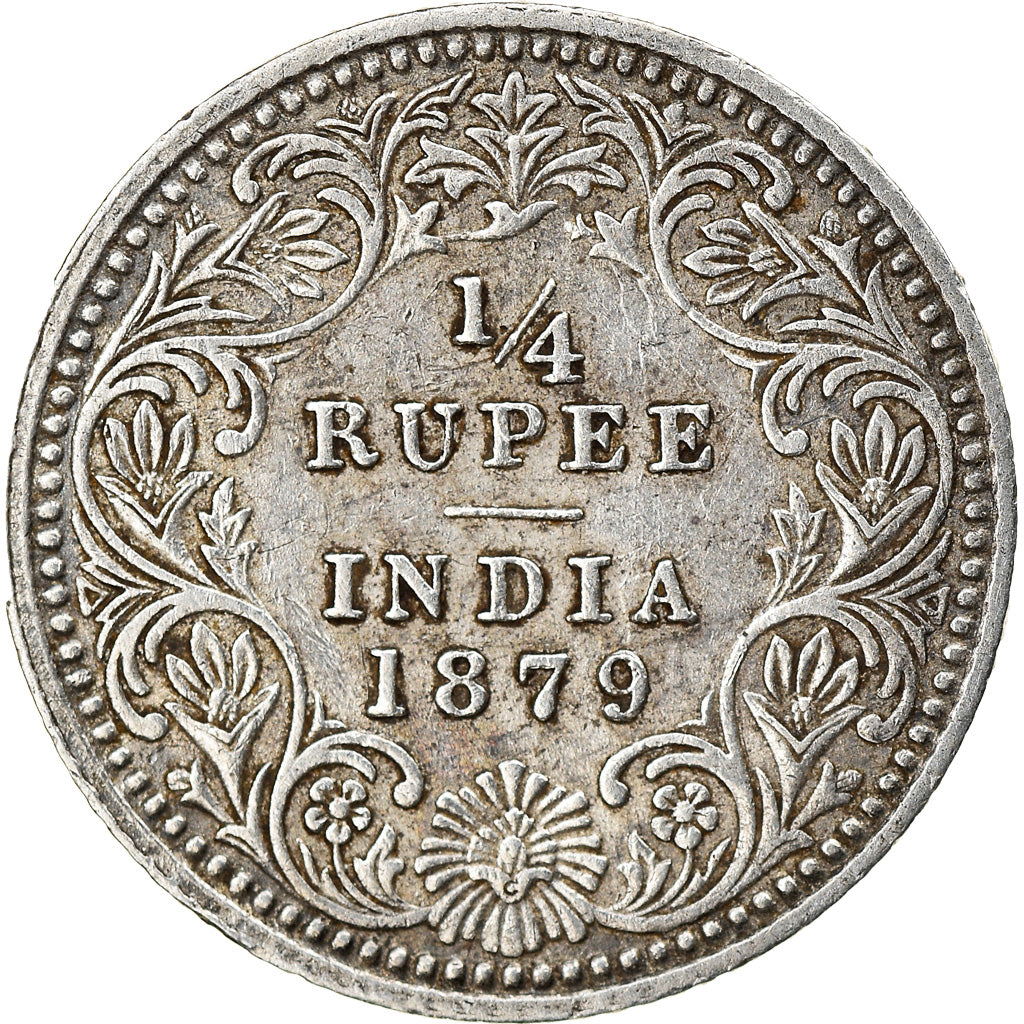 Coin, INDIA-BRITISH, Victoria, 1/4 Rupee, 1879, EF(40-45), Silver, KM:490