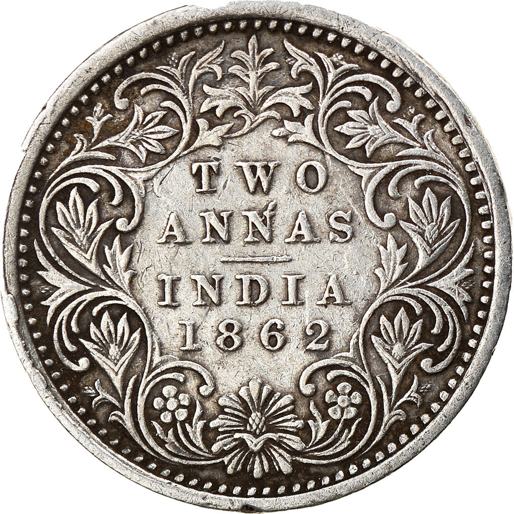 Coin, INDIA-BRITISH, Victoria, 2 Annas, 1862, EF(40-45), Silver, KM:469