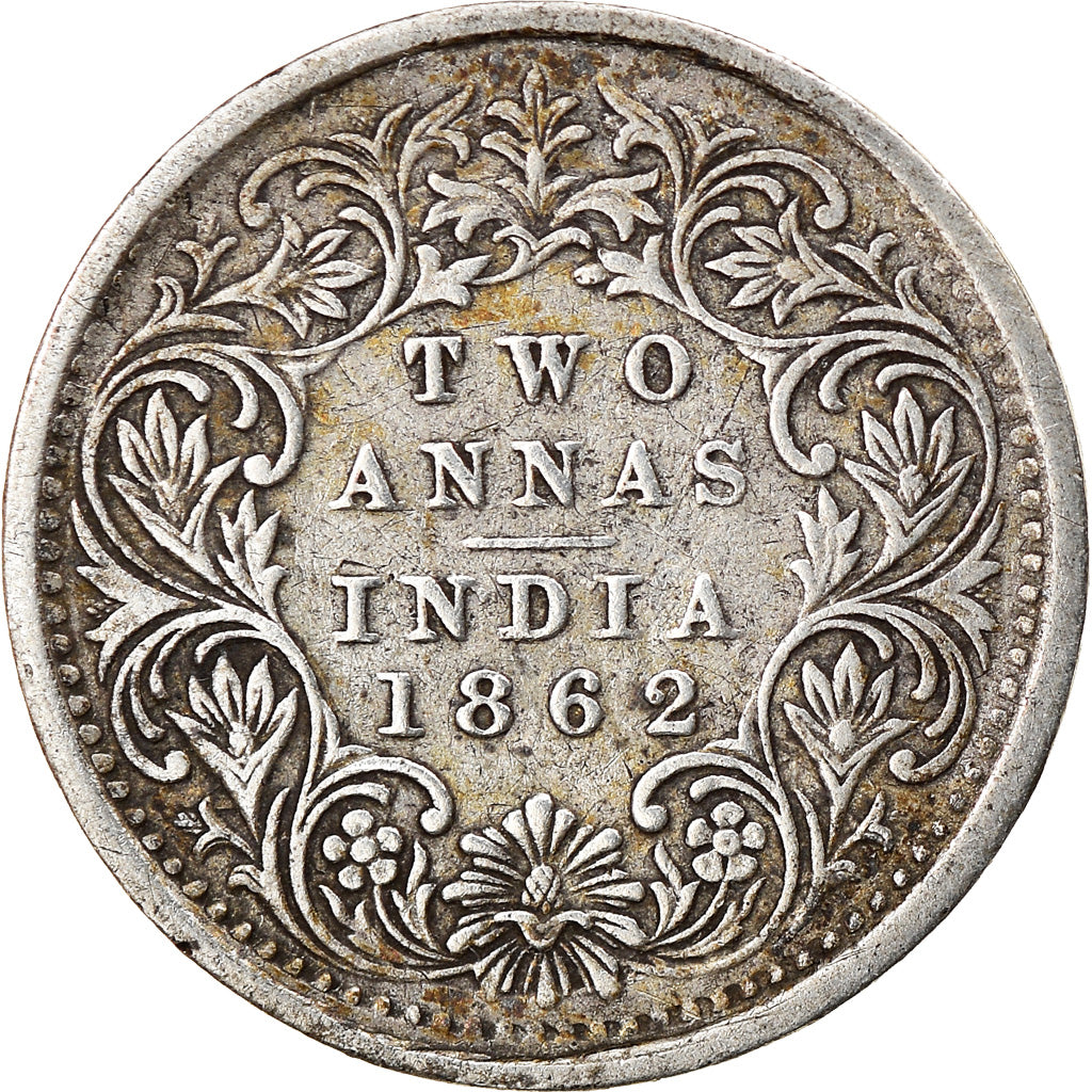 Coin, INDIA-BRITISH, Victoria, 2 Annas, 1862, EF(40-45), Silver, KM:469