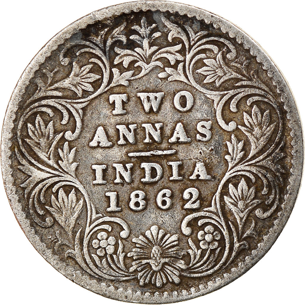 Coin, INDIA-BRITISH, Victoria, 2 Annas, 1862, EF(40-45), Silver, KM:469