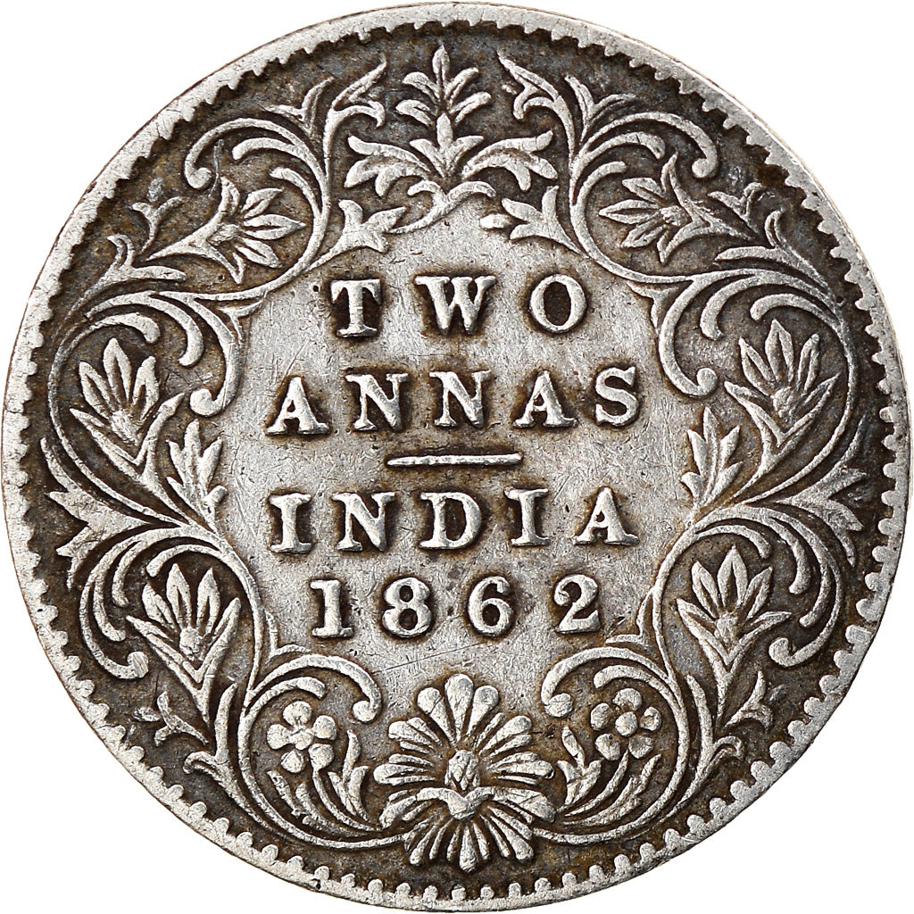 Coin, INDIA-BRITISH, Victoria, 2 Annas, 1862, EF(40-45), Silver, KM:469