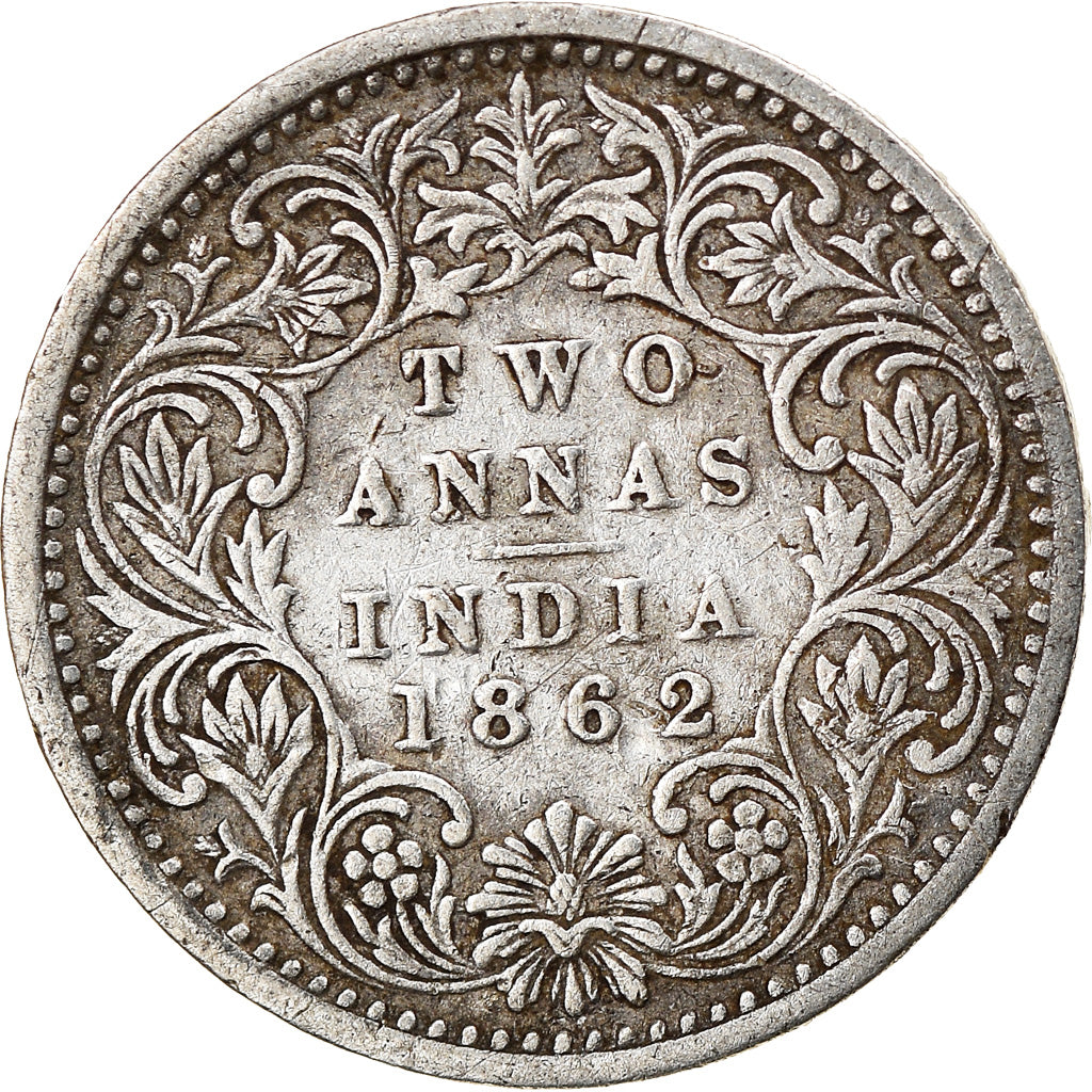 Coin, INDIA-BRITISH, Victoria, 2 Annas, 1862, EF(40-45), Silver, KM:469