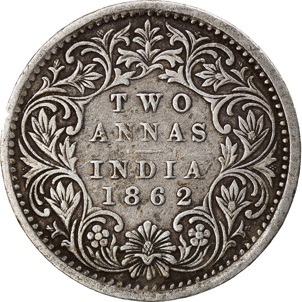 Coin, INDIA-BRITISH, Victoria, 2 Annas, 1862, EF(40-45), Silver, KM:469