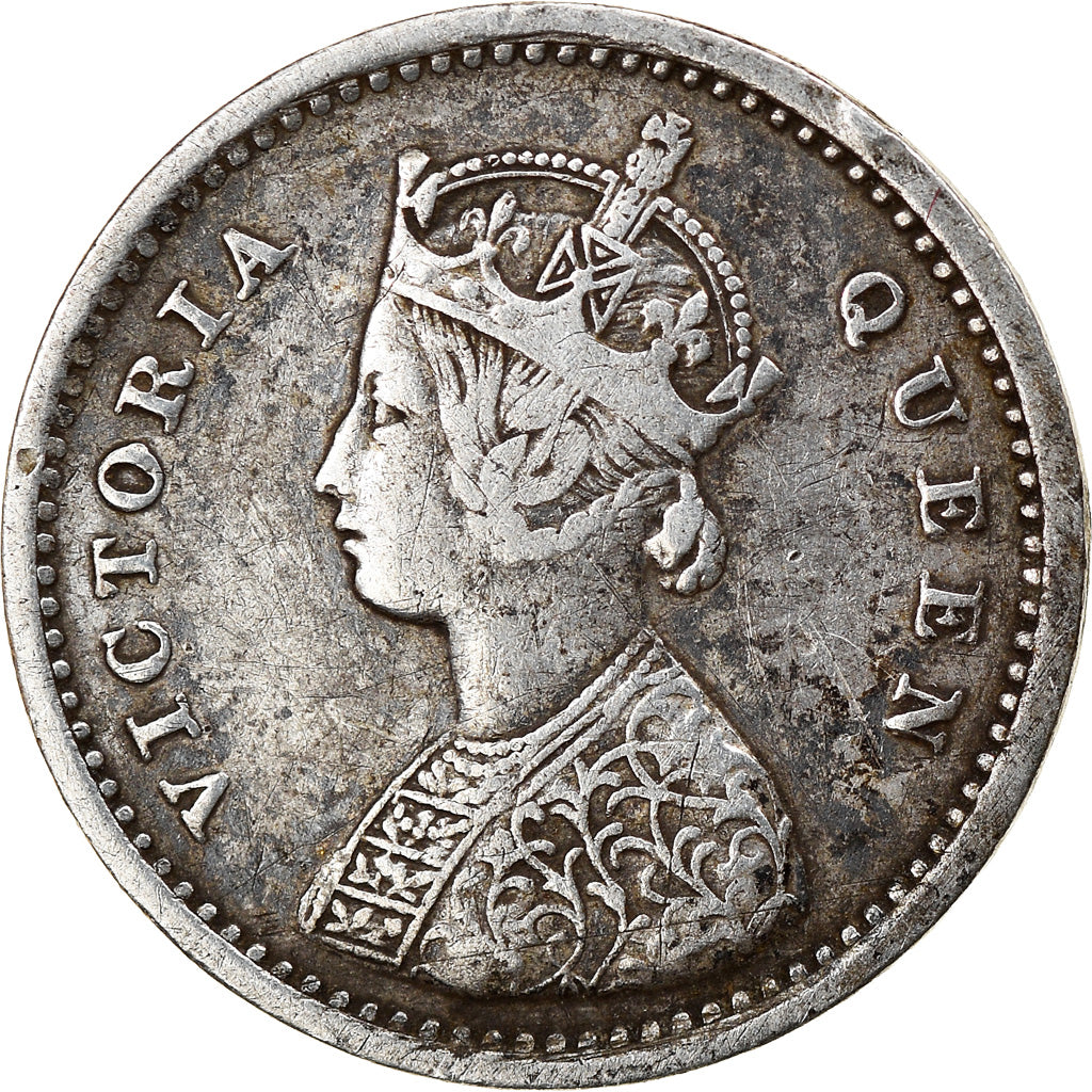 Coin, INDIA-BRITISH, Victoria, 2 Annas, 1874, EF(40-45), Silver, KM:469