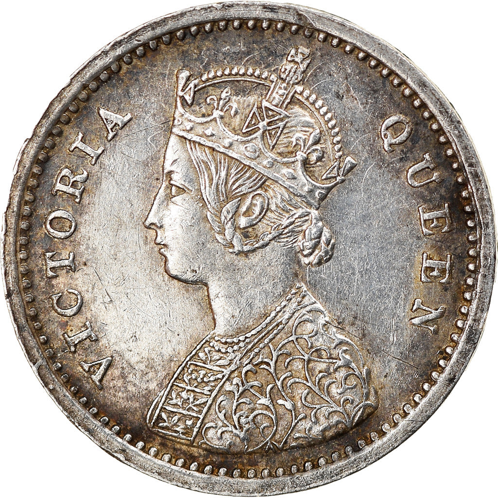 Coin, INDIA-BRITISH, Victoria, 2 Annas, 1874, EF(40-45), Silver, KM:469